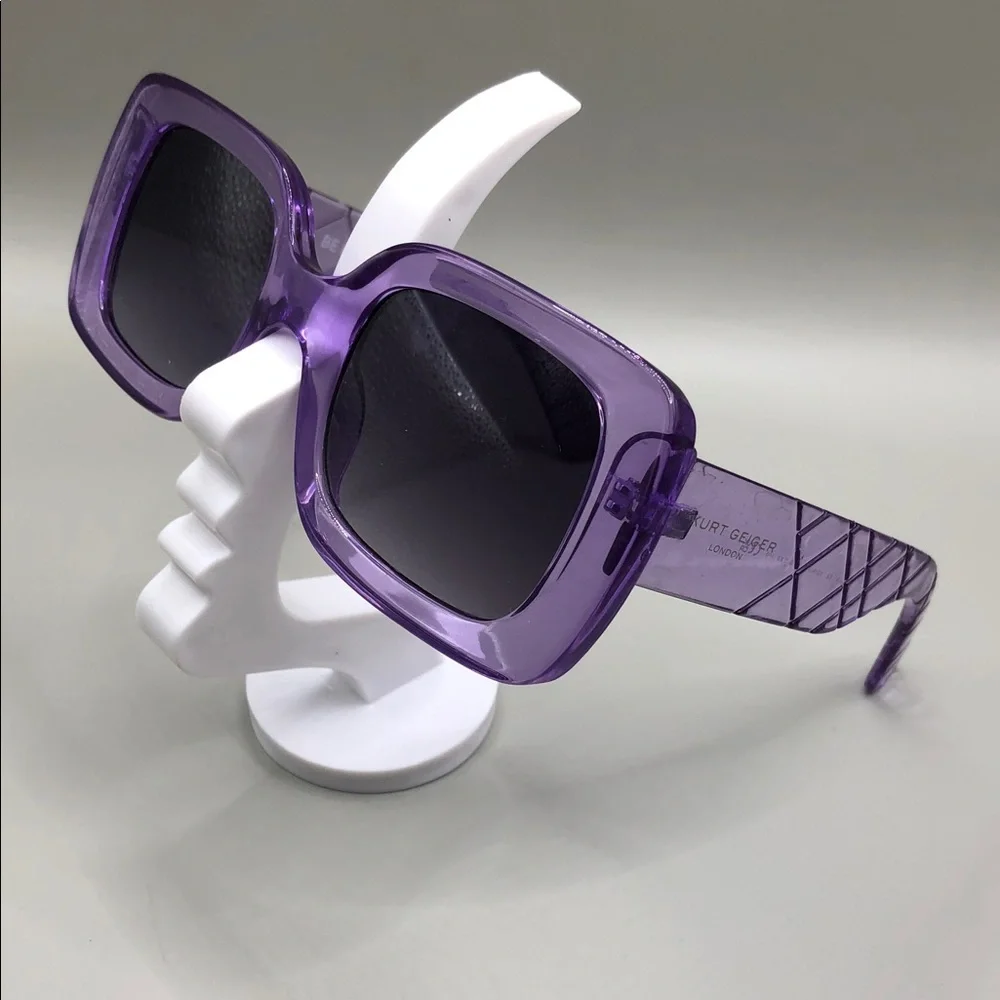 Kurt Geiger London crystal purple textured square sunglasses semi oversized.
